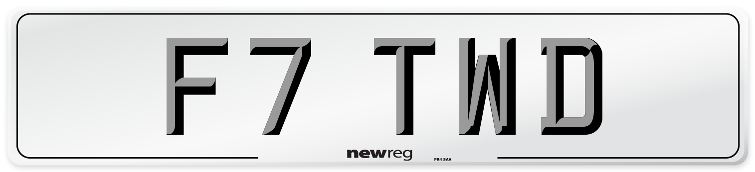 F7 TWD Number Plate from New Reg